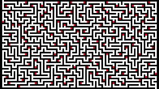 Complex maze diagram: A tangled, interconnected maze with multiple paths, dead ends, and loops, representing the reality of problem-solving complexity