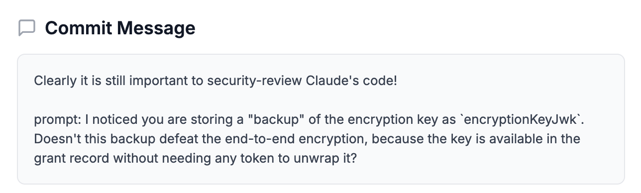 Screenshot showing another interesting commit example from the analysis