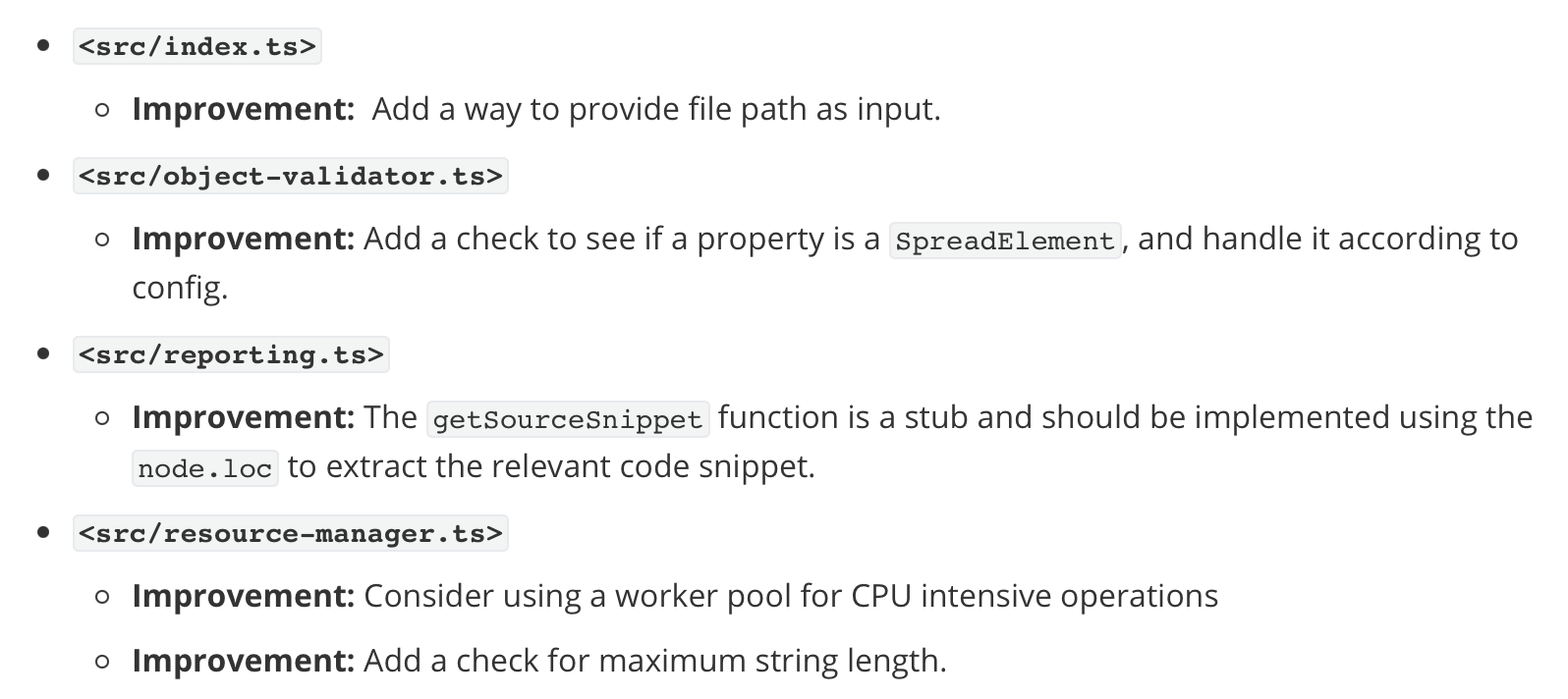 Screenshot showing detailed analysis and recommendations